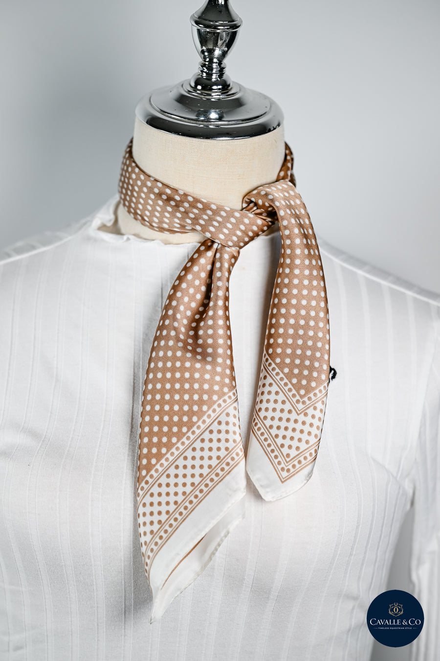 Coffee & Cream Small Spot silk Scarf