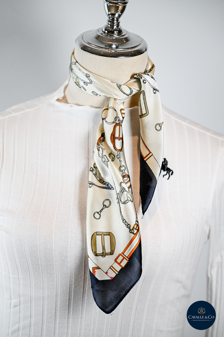 Cream & Black buckles print scarf