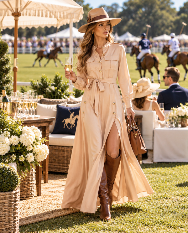 Maxi Shirt Dress - Champagne