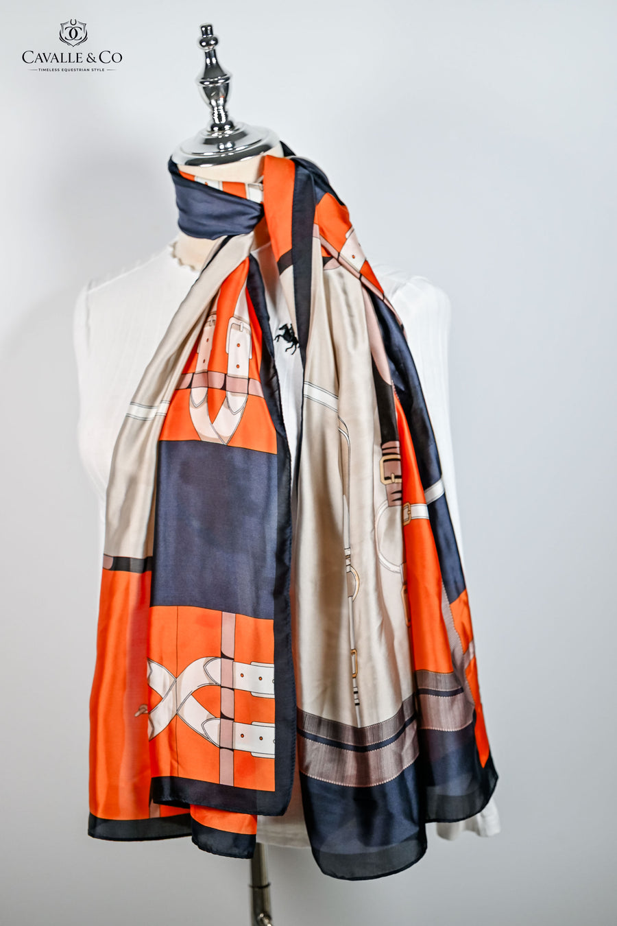 Large Orange grey pink Bit & bradoon 70cm scarf