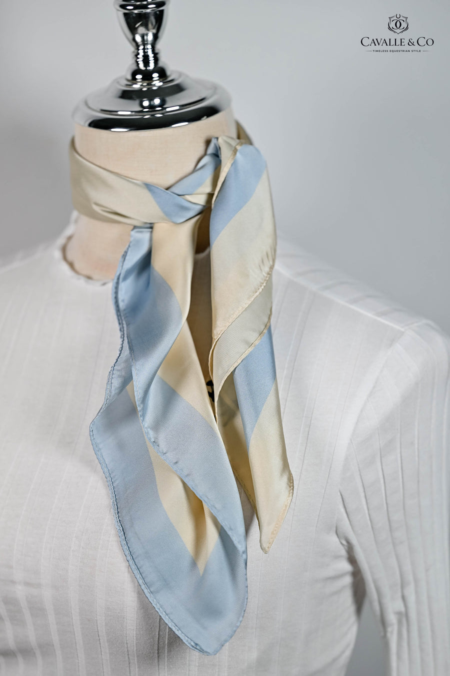 Plain Pale blue & Cream 4 x squares Scarf