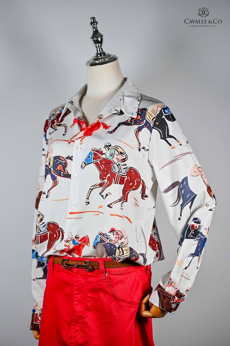 Fun casual Racehorse themed printed shirt