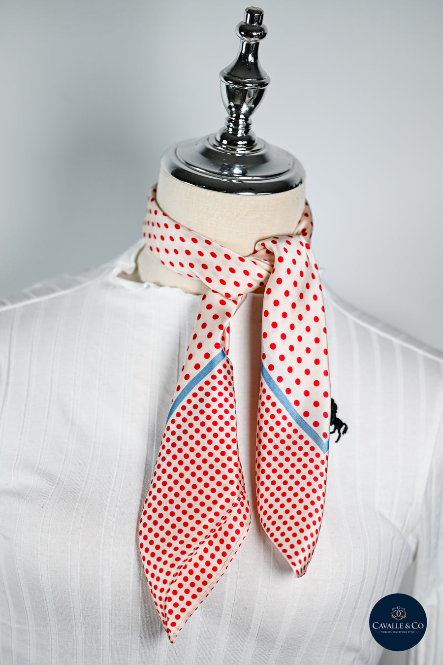 Red/pink & pale blue Small Spot silk Scarf