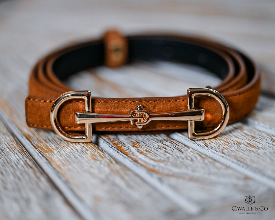 Elegant Suede thin horse bit buckle belt 120cm