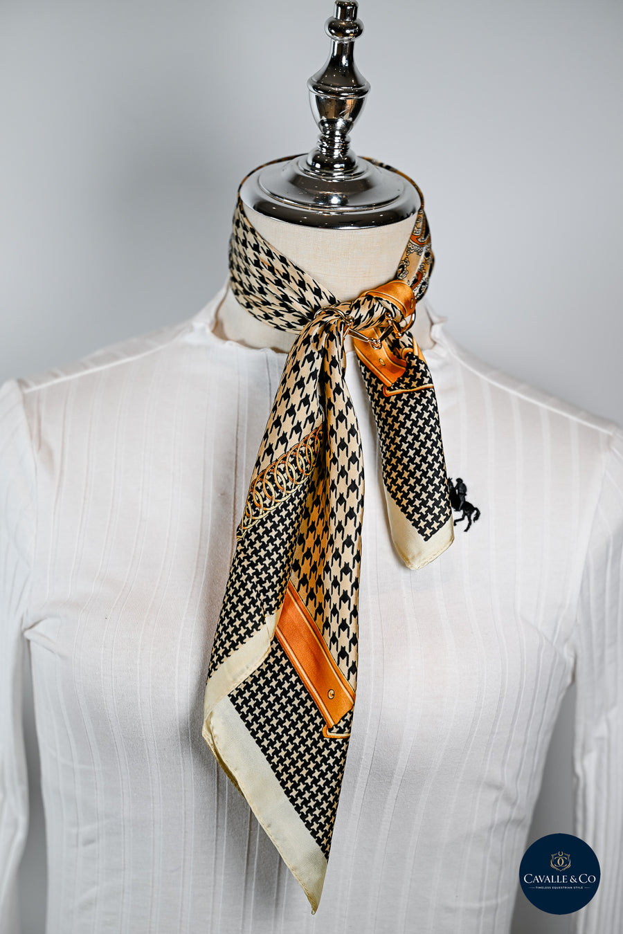 Tangerine & Black Houndstooth & Large snaffle bit scarf