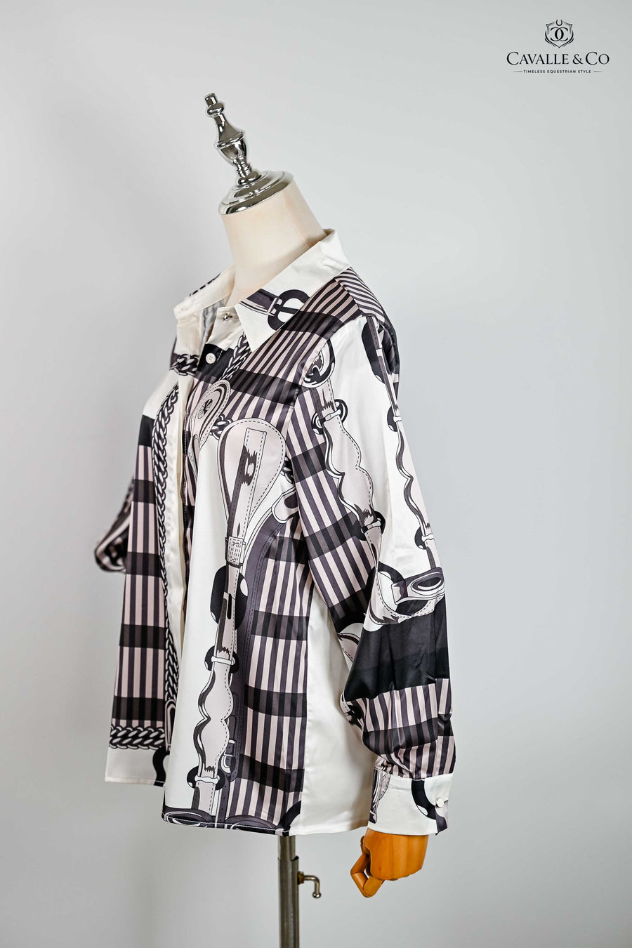 Vintage print silk style blouse