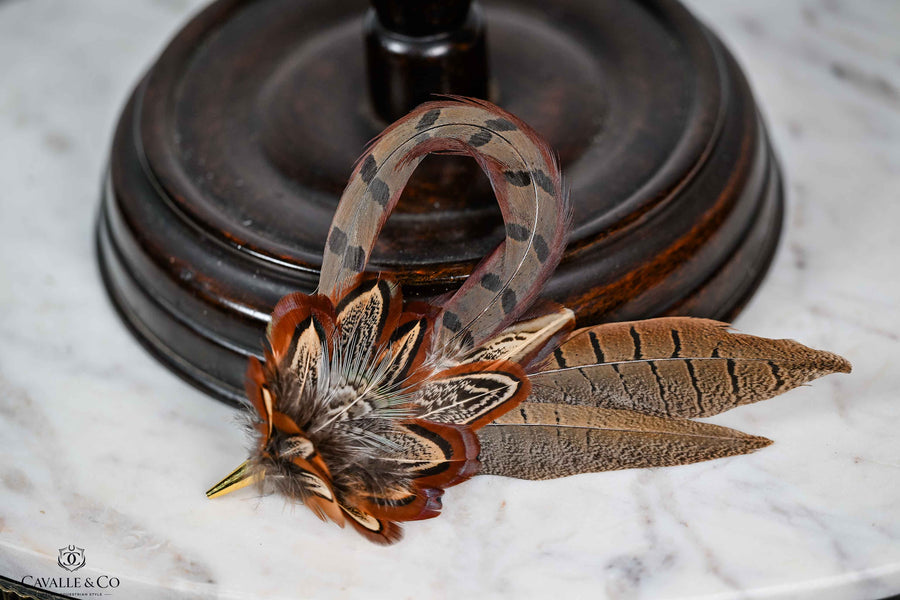 UK Hand Made XL Large Pheasant feather hat pin Cone tip Loop feather