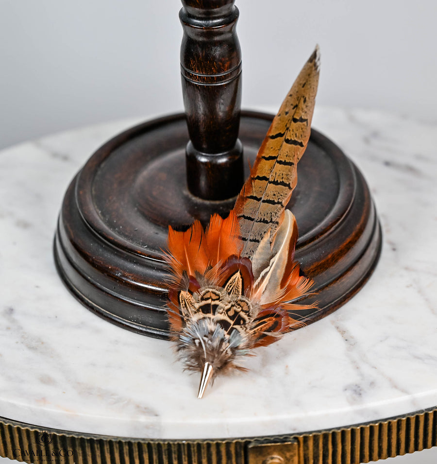 UK Hand Made Xtra Large Pheasant feather hat pin Cone tip (A)