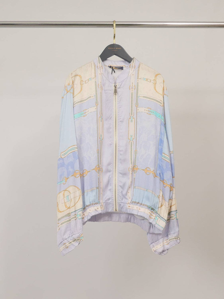 Flowing zip-up jacket KD9160VS-11: Bleu ciel