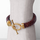 Aristo - 14K Gold Vermeil Brown Leather Horseshoe Bracelet: Medium