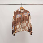 Horse print jacket in silk viscose KD8772VS-2: Brown
