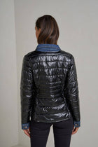 Metallic and Denim Jean jacket: Navy Blue