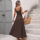 The Coffee Polka Dot Chiffon Maxi Dress