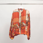 Equestrian print zip-up jacket in viscose and silk – KD8772VS-30: Khaki