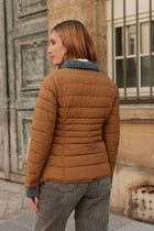 Navy Blue Denim Detail Puffer Jacket