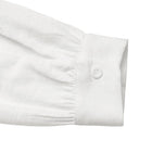 Ruffle Trim Stand Collar White Blouse Long Sleeve Top: White