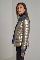 Metallic and Denim Jean jacket: Navy Blue