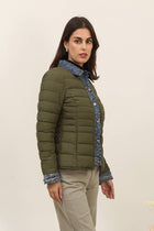 Camel (Tan)Denim Detail Puffer Jacket