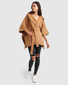 Jackson Landing Wool Blend Cape Coat: ONE SIZE - Caramel