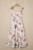 Horseshoe Smocked Sleeveless Midi Dress: White