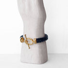 Aristo - 14K Gold Vermeil Black Leather Horseshoe Bracelet: