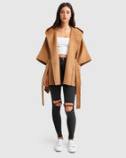 Jackson Landing Wool Blend Cape Coat: ONE SIZE - Caramel