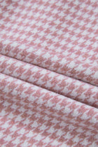 Colorblock Houndstooth Textured Patchwork Shacket - Pink