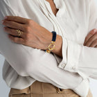 Aristo - 14K Gold Vermeil Brown Leather Horseshoe Bracelet: Medium