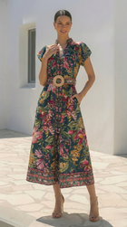 Paradiso Green Print Midi Dress