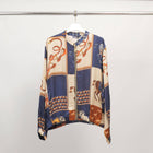 Equestrian print zip-up jacket in viscose and silk – KD8772VS-30: Khaki