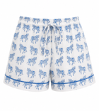 Delicate Horse Woodblock Cotton Shortie Pyjama Set – Soft Blue