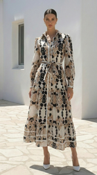 Floral Print Tiered Maxi Dress – Black, Beige &amp; Cream
