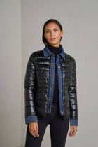 Metallic and Denim Jean jacket: Navy Blue