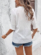 The White Eyelet Puff 3/4 Sleeve Blouse