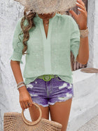 The White Eyelet Puff 3/4 Sleeve Blouse