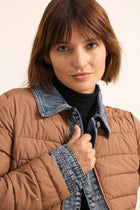 Camel (Tan)Denim Detail Puffer Jacket