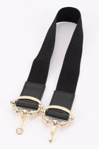 Equestrian Horse bit Stretch Belt Black & Tan