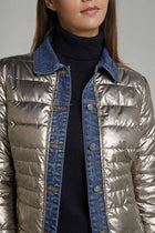Metallic and Denim Jean jacket: Navy Blue