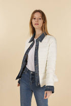 Camel (Tan)Denim Detail Puffer Jacket