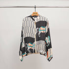 Horse print jacket in silk viscose KD8772VS-2: Brown