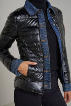Metallic and Denim Jean jacket: Navy Blue