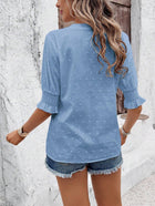 The White Eyelet Puff 3/4 Sleeve Blouse