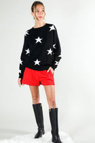 On Order -Star Accent Crew Neck Long Sleeve Knitted Sweater