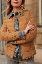 Camel (Tan)Denim Detail Puffer Jacket