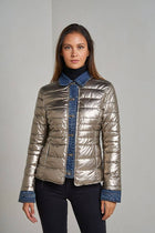 Metallic and Denim Jean jacket: Navy Blue
