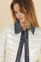 Metallic and Denim Jean jacket: Navy Blue