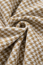 Colorblock Houndstooth Textured Patchwork Shacket - Chocolate & cream
