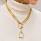 Keenland - Equestrian Stirrup Necklace in Gold