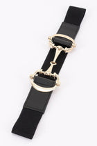 Equestrian Horse bit Stretch Belt Black & Tan