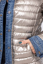 Plus Size Metallic Padded Jacket: Navy Blue